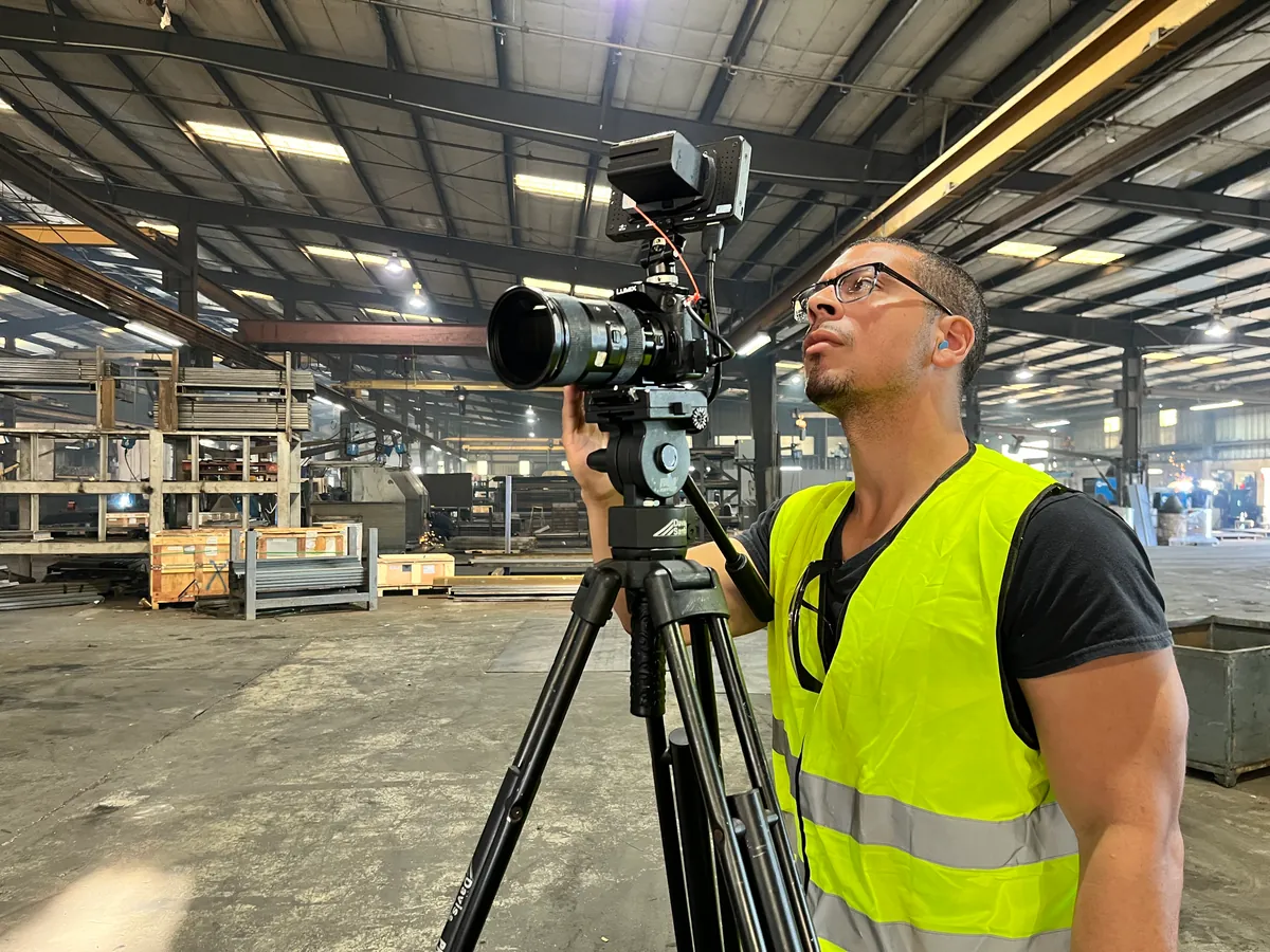 Venty Media crew on location at a warehouse shoot